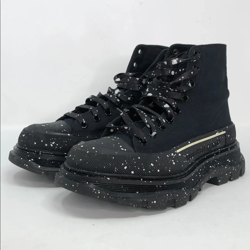 Alexander McQueen Paint Tread Slick High Black 682413 Men’s Sneakers - Size 41 - Picture 9 of 13